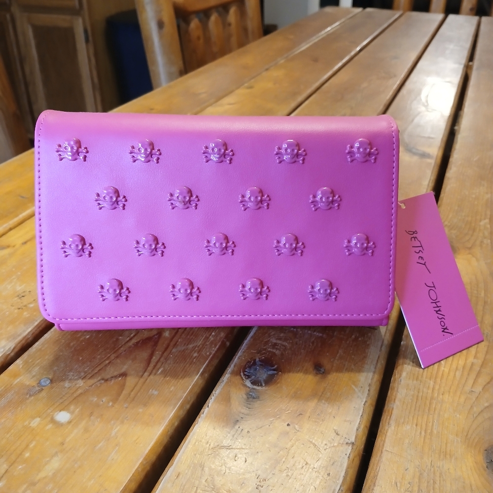 Betsey Johnson Hot Pink skull crossbody bag